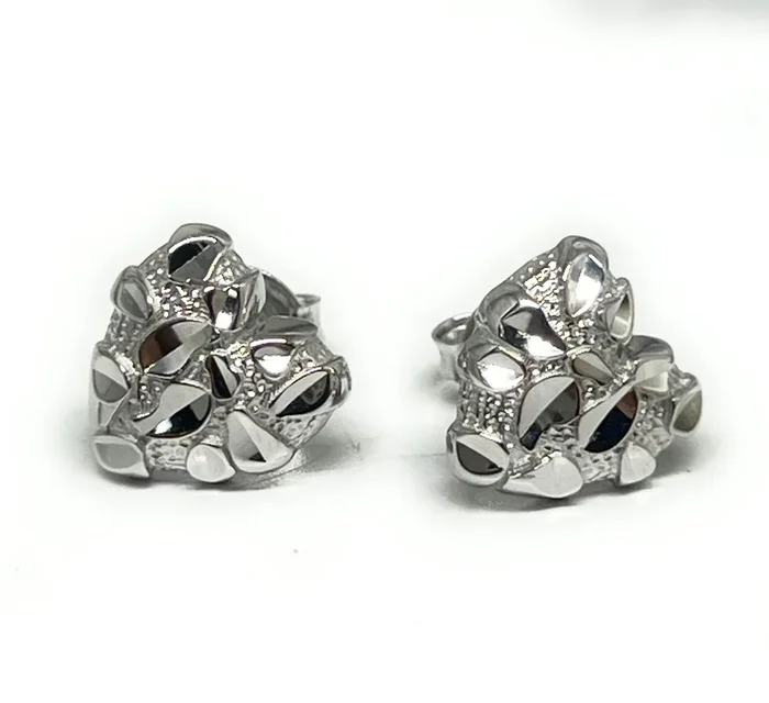 .925 Silver Nugget Heart Earrings (SM)