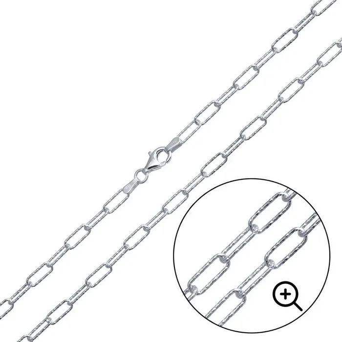 925 Sterling Silver Diamond Cut Paperclip Link Chain 3.2mm – VGC30 SP