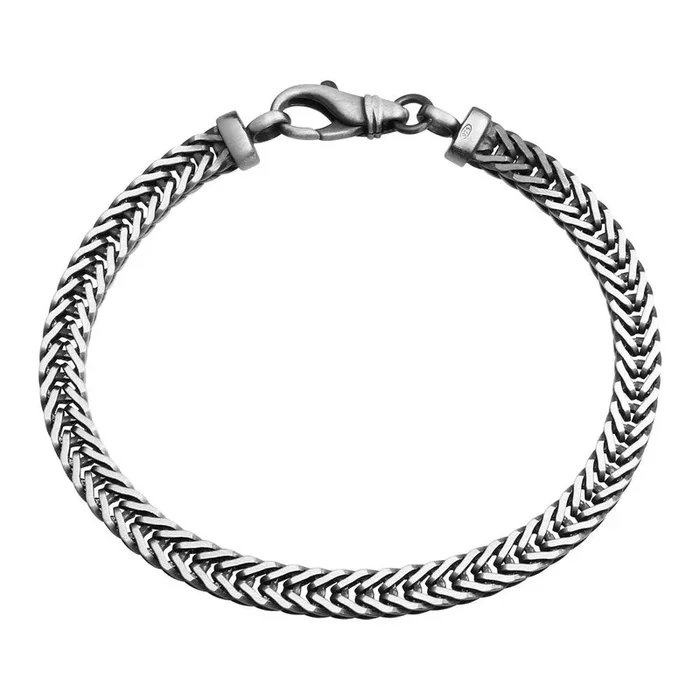925 Sterling Silver Hand Made Gun Metal Finish Braided Bracelet 5.6mm – VGB4