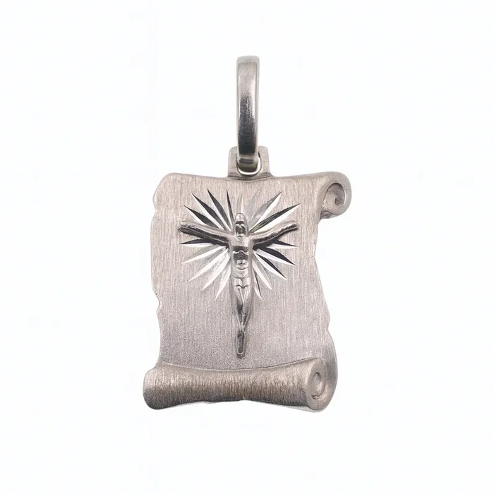 925 Sterling Silver High Polished Crucifix Scroll 14.3mm x 17.8mm Pendant – SPP00073