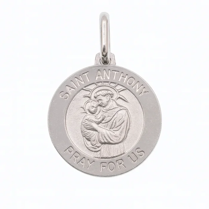 925 Sterling Silver High Polished Sandblasted Saint Anthony Pendant – SPP00071