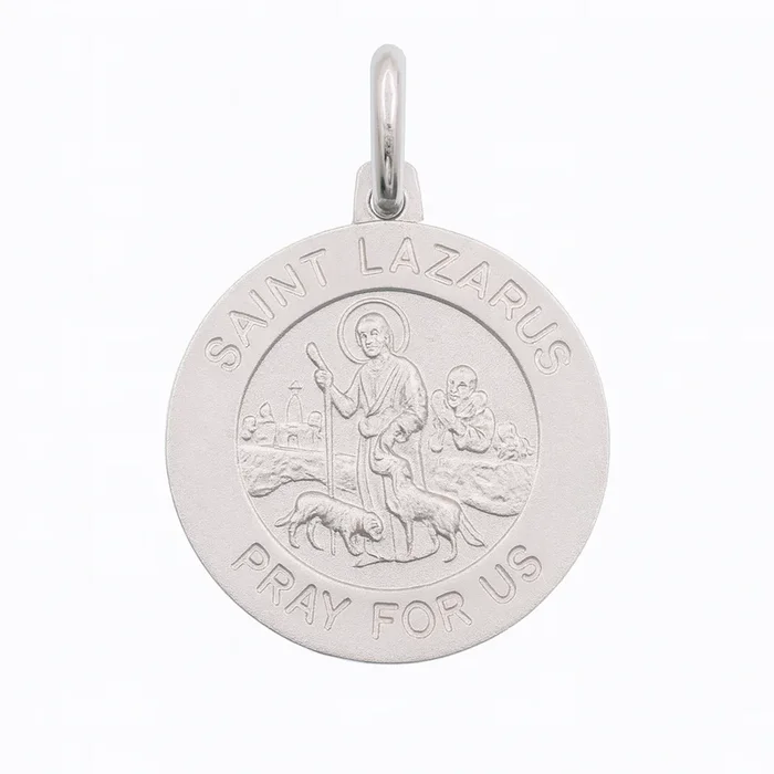 925 Sterling Silver High Polished Sandblasted Saint Lazarus 18.5mm Pendant – SPP00069