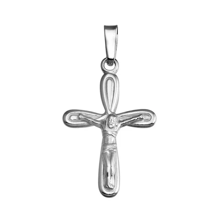 925 Sterling Silver Silver Finish High Polished Infinite Crucifix Pendant – SOP00144