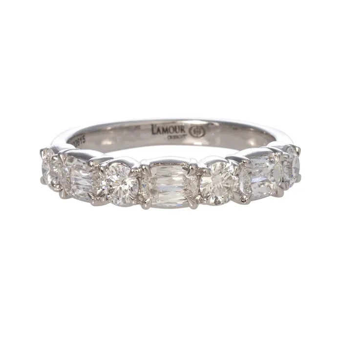 .97ctw L’Amour Crisscut & Round Diamond 7-Stone Band