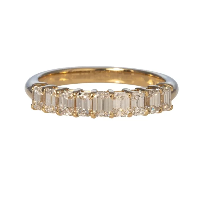 .99ctw Emerald-Cut Diamond Halfway 14K Yellow Gold Band