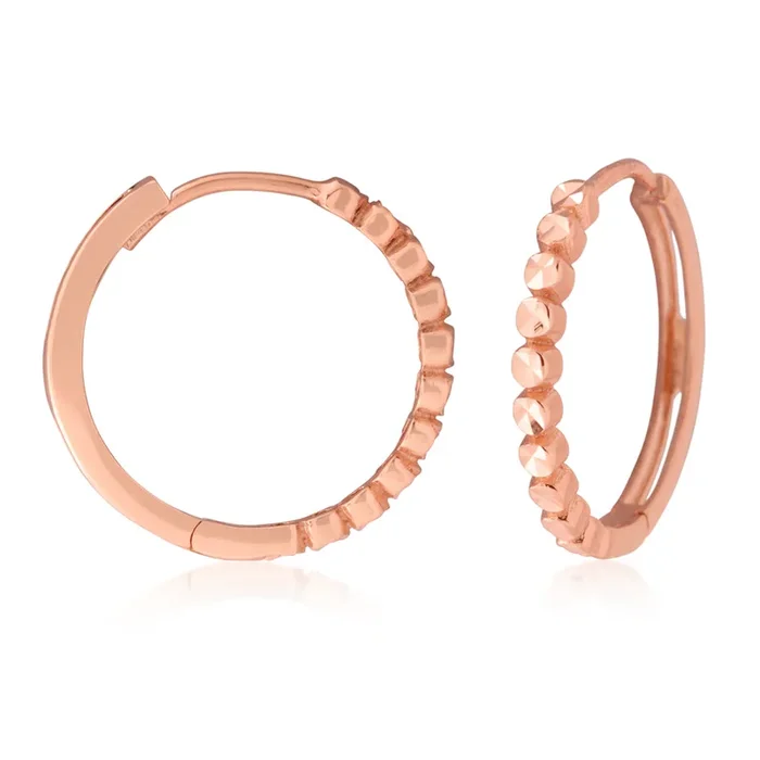 9ct Rose Gold Hoop Patterned Earrings