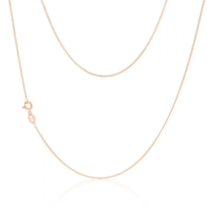 9ct Rose Solid Gold 31 Gauge Curb 46cm Chain