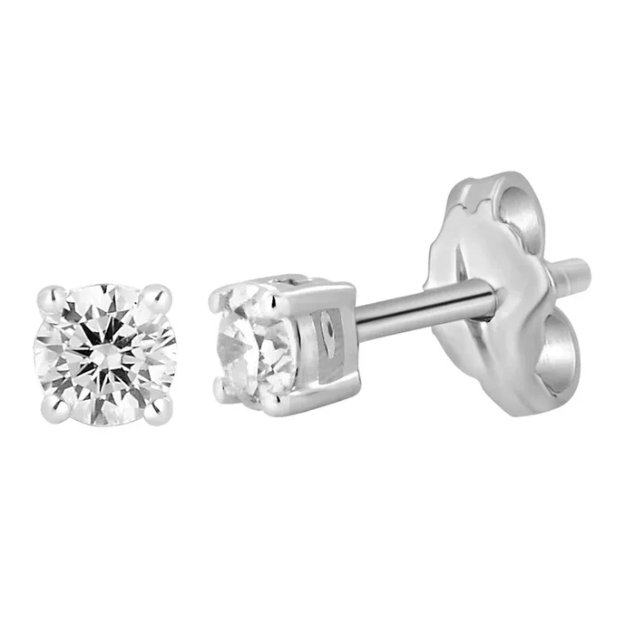 9ct White Gold 0.05 Carat Diamond Stud Earrings