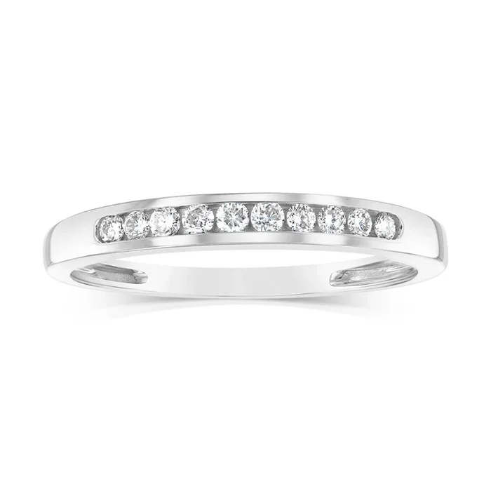 9ct White Gold 0.15 Carat Diamond Eternity Ring with 10 Brilliant Cut Diamonds