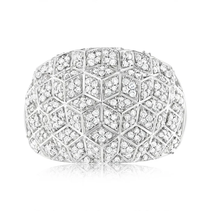 9ct White Gold 1/2 Carat Diamond Ring with 290 Round Brilliant Cut Diamonds