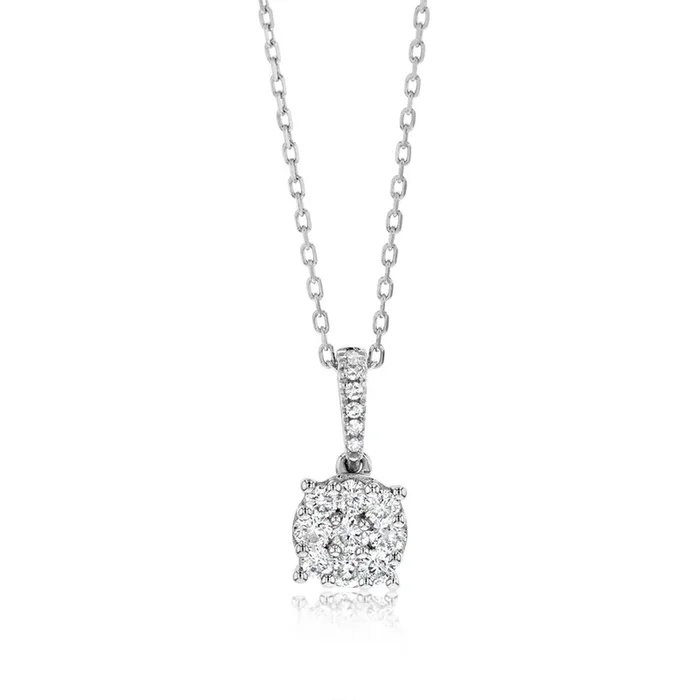 9ct White Gold 1/4 Carat Diamond Pendant On 40cm Chain