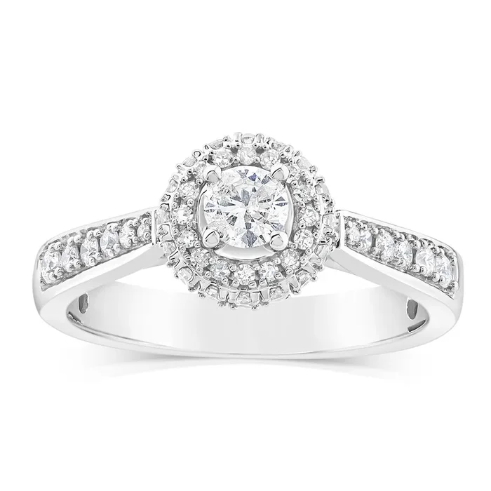 9ct White Gold Brilliant Shaped Ring in 1/2 Carat Natural Diamonds