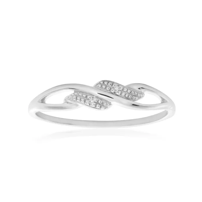 9ct White Gold Diamond Ring with 2 Brilliant Cut Diamonds