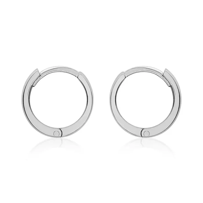 9ct White Gold Polished 8mm Huggy Earring