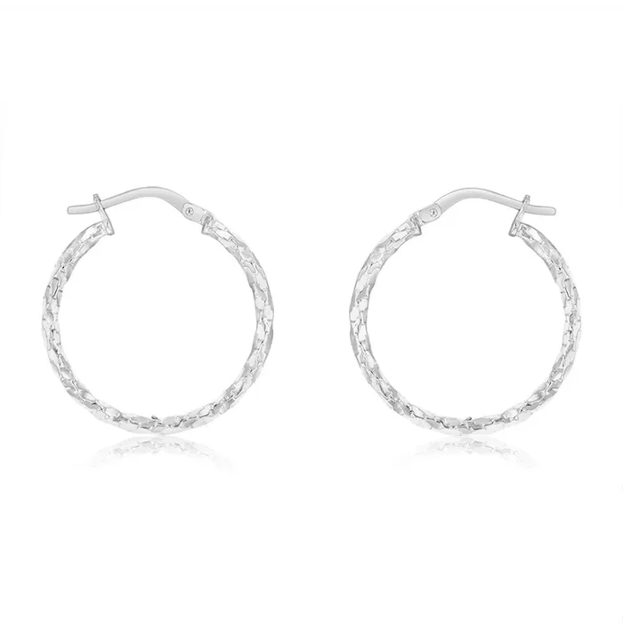 9ct White Gold Silverfilled Fancy Twisted 20mm Earrings