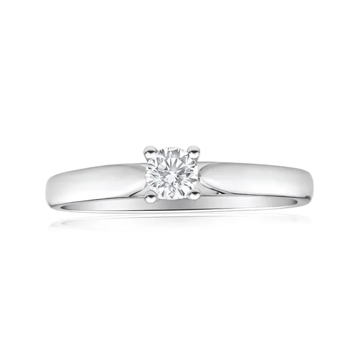 9ct White Gold Solitaire Ring With 0.2 Carat Diamond