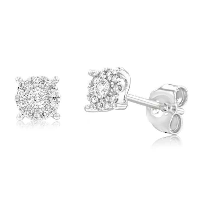 9ct White Gold Sublime Diamond Stud Earrings