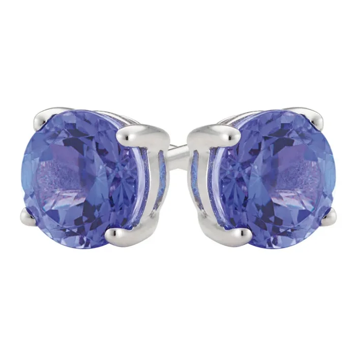 9ct White Gold Tanzanite 5mm Stud Earrings