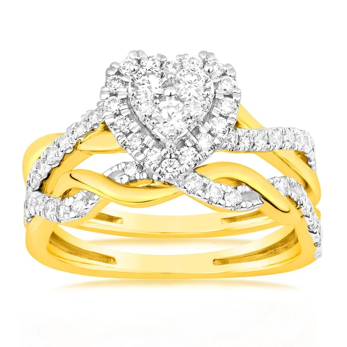 9ct Yellow Gold 0.70 Carat Luminesce Lab Grown Diamond Bridal Ring Set