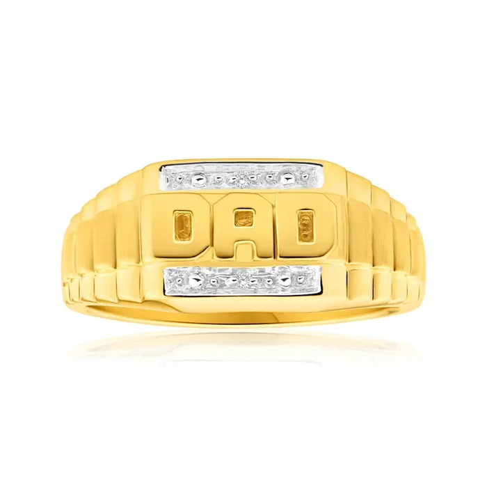 9ct Yellow Gold & White Gold ‘Dad’ Diamond Ring