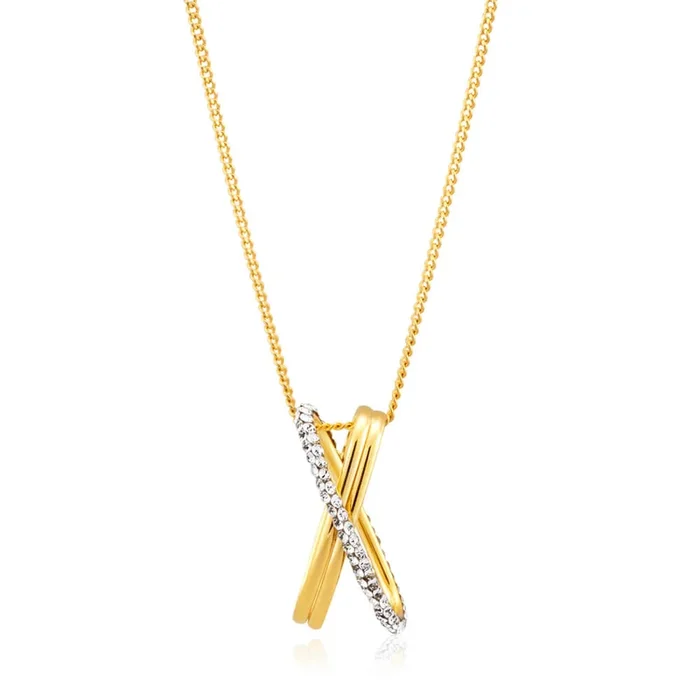 9ct Yellow Gold & White Gold Crystal Pendant