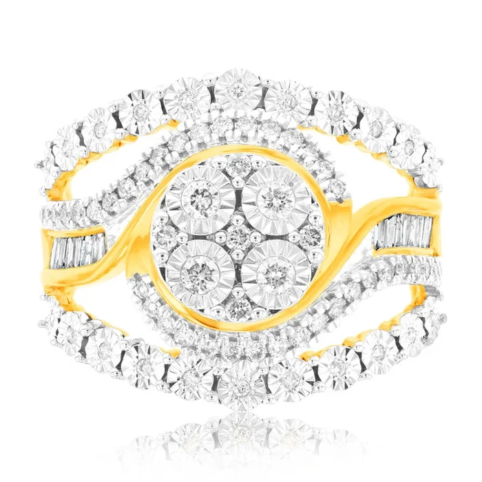 9ct Yellow Gold 1/2 Carat Diamond “Big Look” Dress Ring