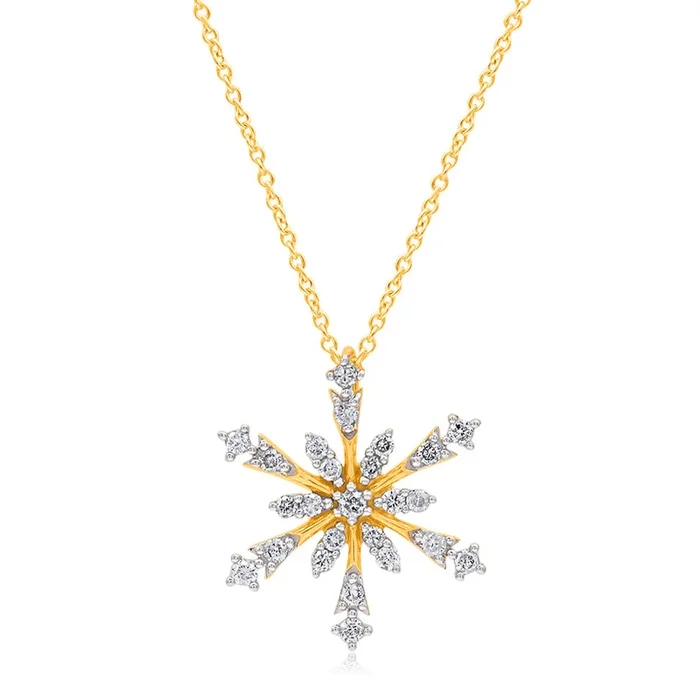9ct Yellow Gold 1/5 Diamond Pendant With 25 Brilliant Diamond On 44-50cm Chain