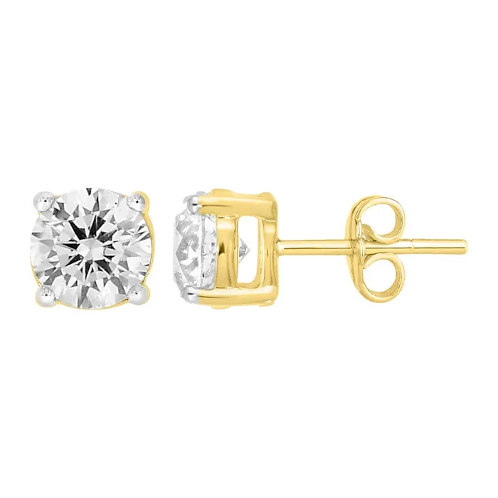 9ct Yellow Gold 2.00 Carat Diamond Stud Earrings