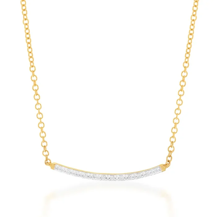 9ct Yellow Gold 42cm Chain with 12 Diamonds