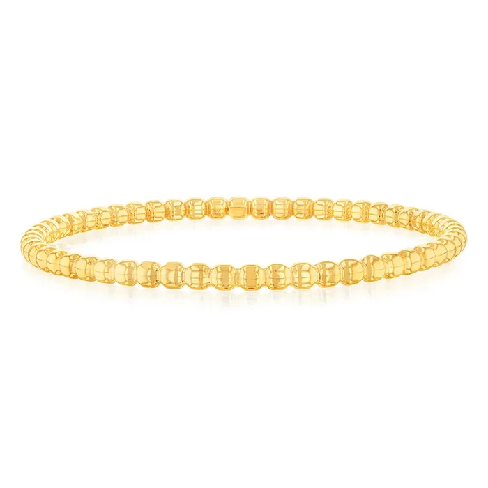 9ct Yellow Gold 4mm Bubble 65mm Bangle