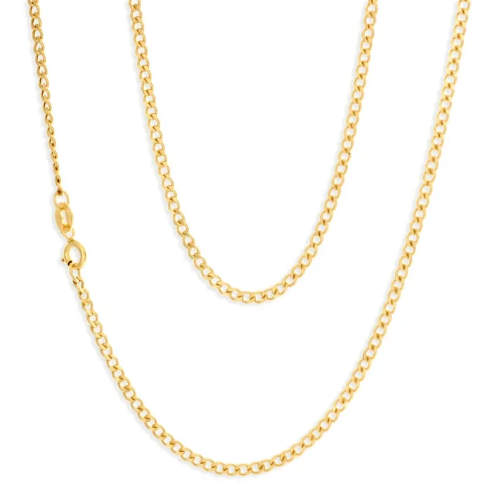 9ct Yellow Gold 55cm 60 Gauge Flat Curb Chain