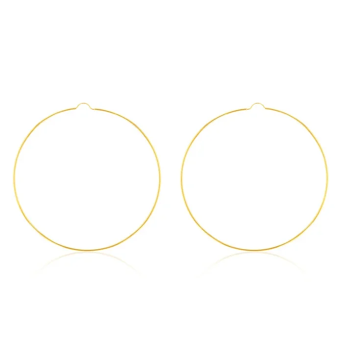 9ct Yellow Gold 80mm Plain Hoop Earrings