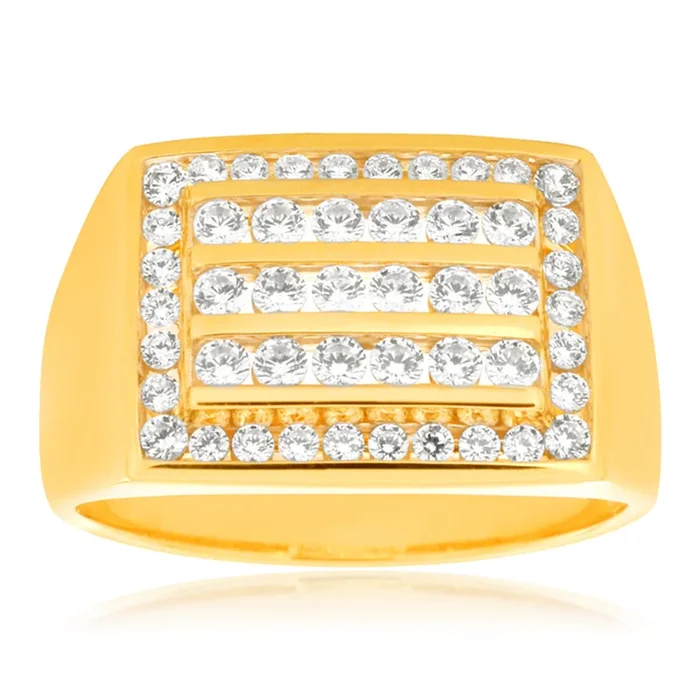 9ct Yellow Gold Channel Set Cubic Zirconia Ring