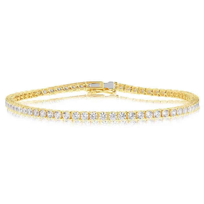 9ct Yellow Gold Cubic Zirconia 19cm Tennis Bracelet