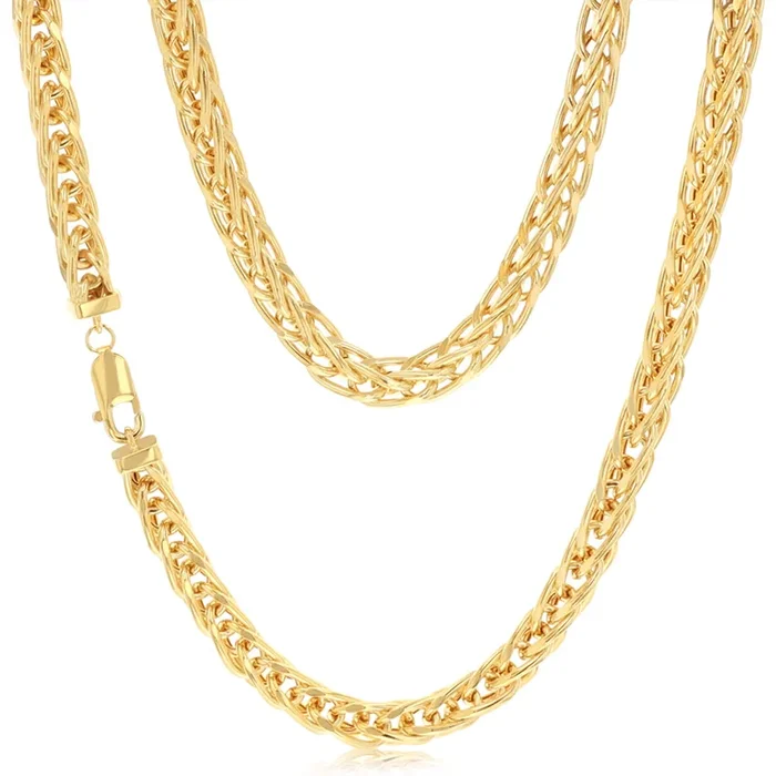 9ct Yellow Gold Diamond Cut Wheat Hollow 50cm Chain