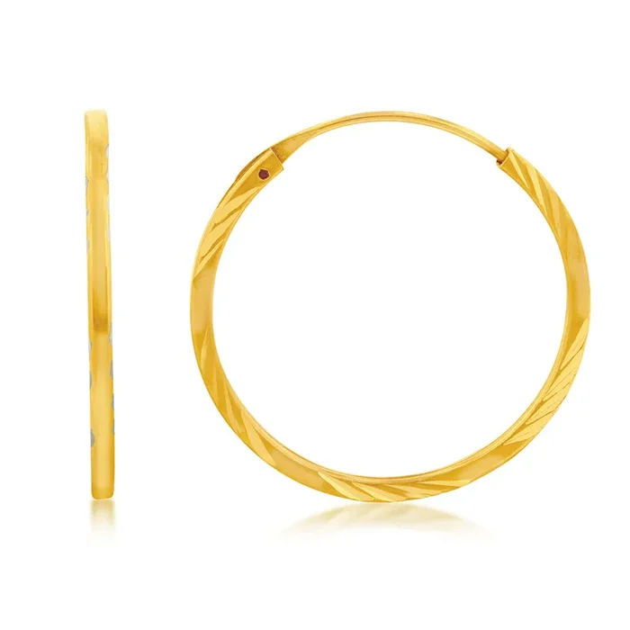 9ct Yellow Gold Fancy 18mm Sleeper Earrings