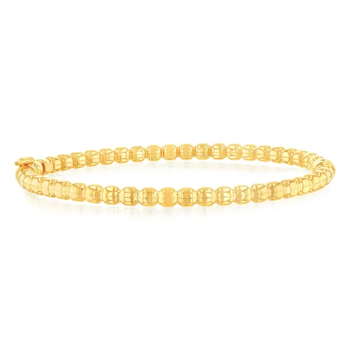 9ct Yellow Gold Fancy 4mm Bubble Bangle