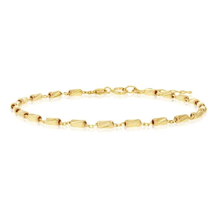 9ct Yellow Gold Fancy Diamond Cut 19cm Bracelet