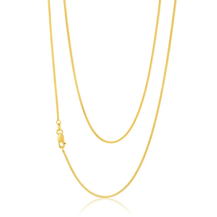 9ct Yellow Gold Fancy Square Curb 30 gauge 45cm Chain