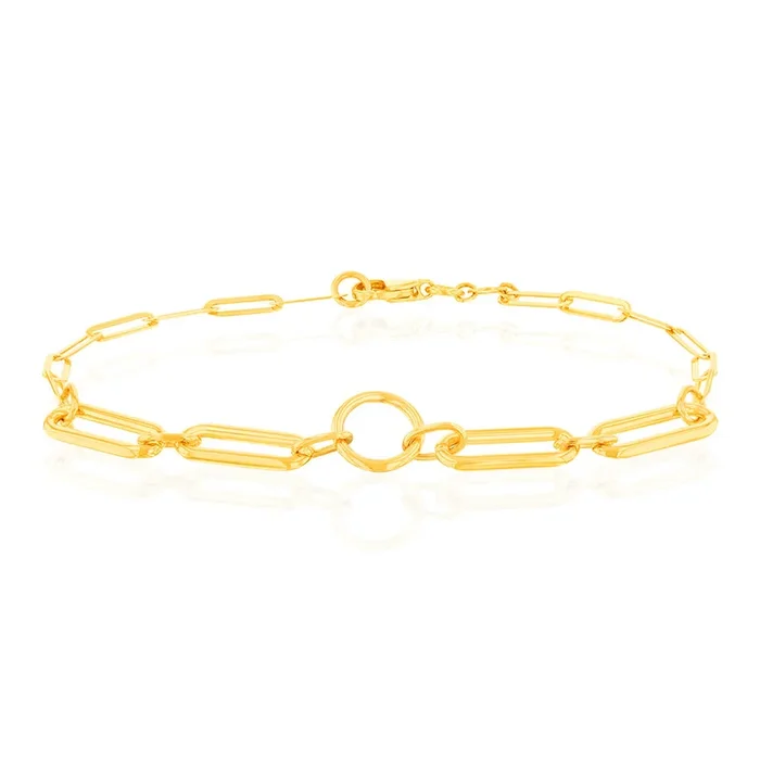 9ct Yellow Gold Graduating Paperclip link 19.1cm Bracelet