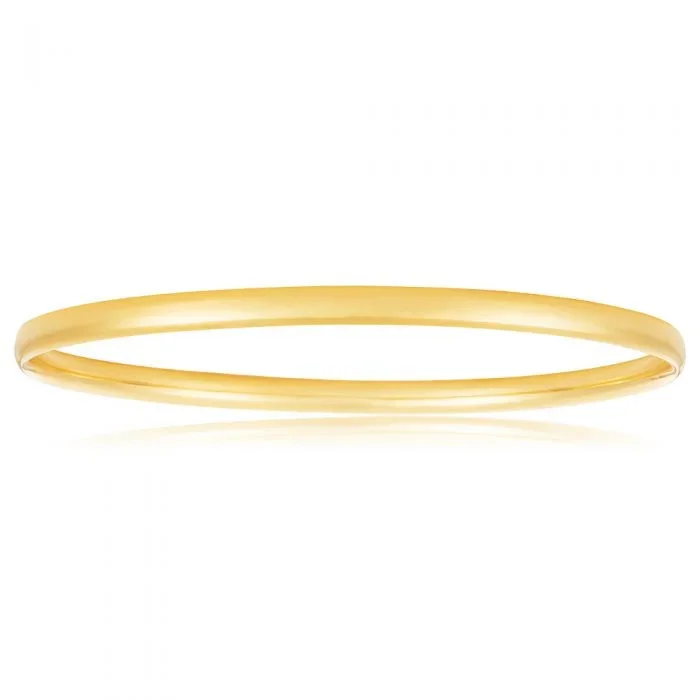 9ct Yellow Gold Hollow 4mm x 65mm Bangle