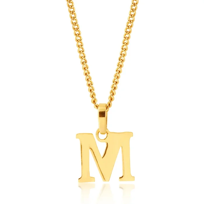 9ct Yellow Gold Initial “M” Pendant
