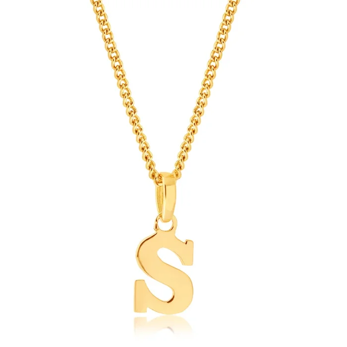 9ct Yellow Gold Initial “S” Pendant