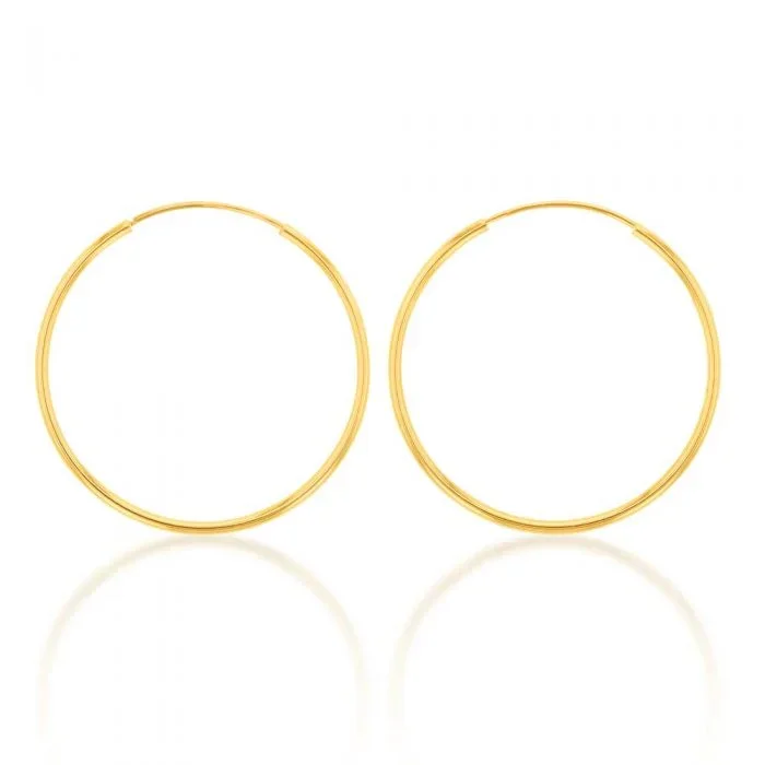 9ct Yellow Gold Lightweight 15mm Sleeper Earrings