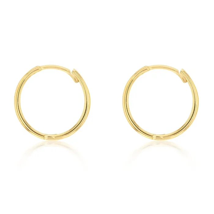9ct Yellow Gold Plain Hinged Hoop Earrings