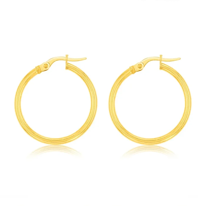 9ct Yellow Gold Polished 20mm Hoop Earrings
