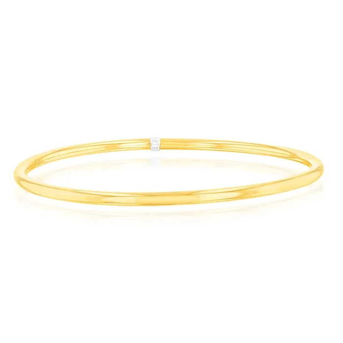 9ct Yellow Gold Silver Filled 3mm 65mm Bangle