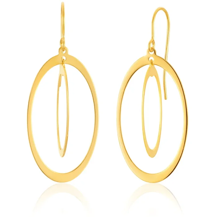 9ct Yellow Gold Silver Filled Duo dangling Circle Drop Earrings