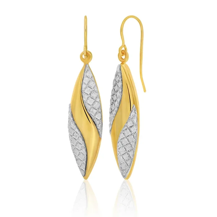 9ct Yellow Gold Silver Filled Stardust Bomber Drop Earrings