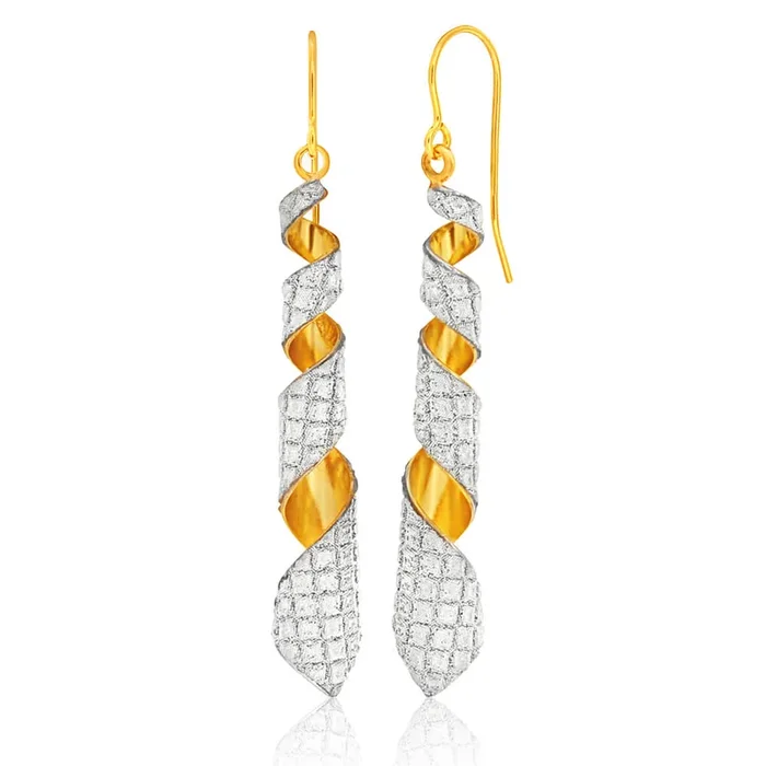 9ct Yellow Gold Silver Filled Stardust Twistied Drops Earrings